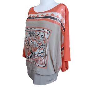 ALFANI Kimono Blouse Top Large Sparkles Southwest Dressy Career‎ Event Artsy